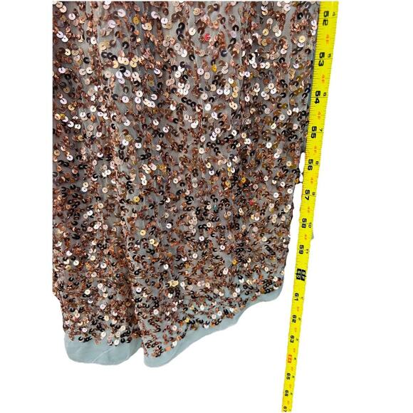 Mac Duggal V-Neck Slit Sequined Wrap Gown Size 4 Rose Copper Prom Dress Wedding - Picture 14 of 16